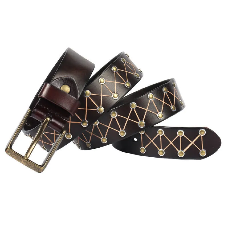 Men's Punk StyLe Rivets Studded Vintage Leather Belt sold by FloralTrip