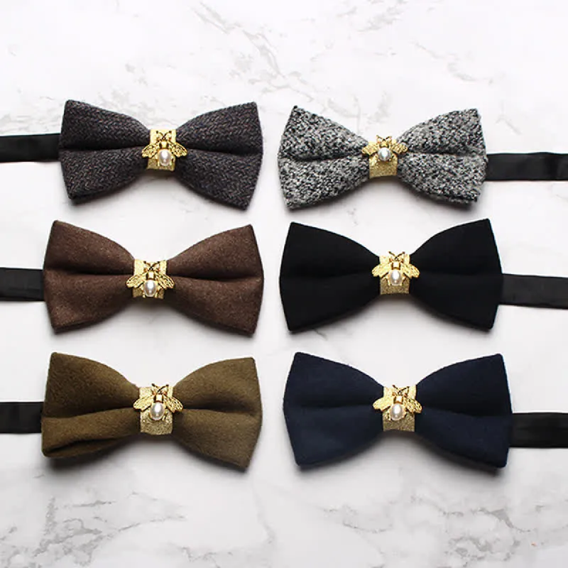 Men's Golden Bee Textured Wool Bow Tie sold by FloralTrip