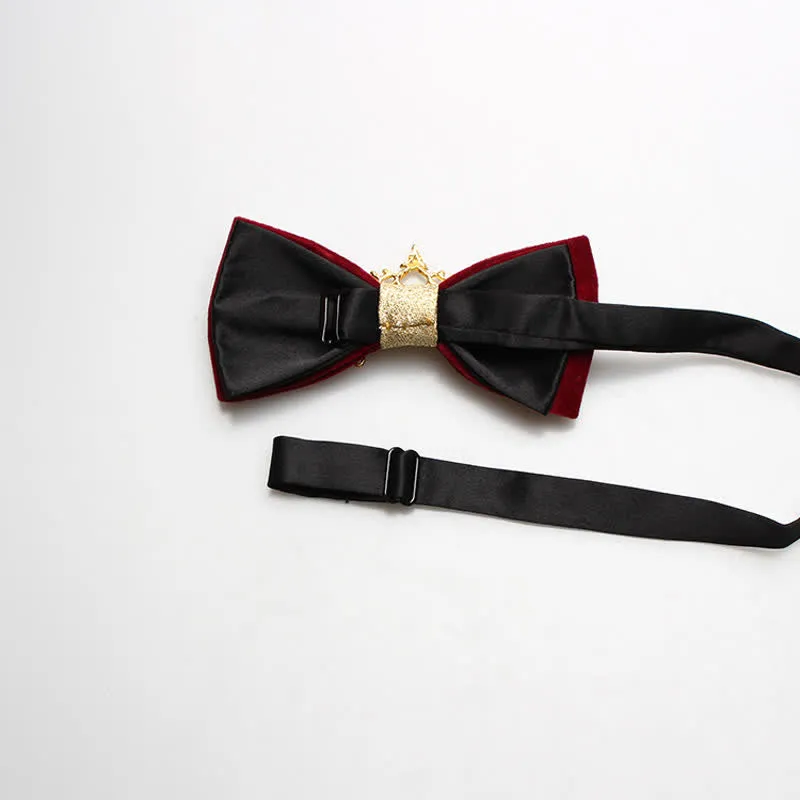Men's Red Velvet Gold Tone Metal Flower Bow Tie sold by FloralTrip product image thumbnail 5