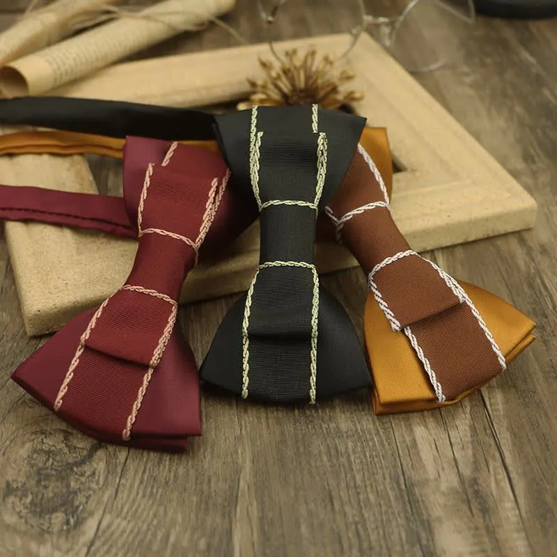 Men's Unique Ribbon Splicing Double Layer Bow Tie sold by FloralTrip product image thumbnail 2