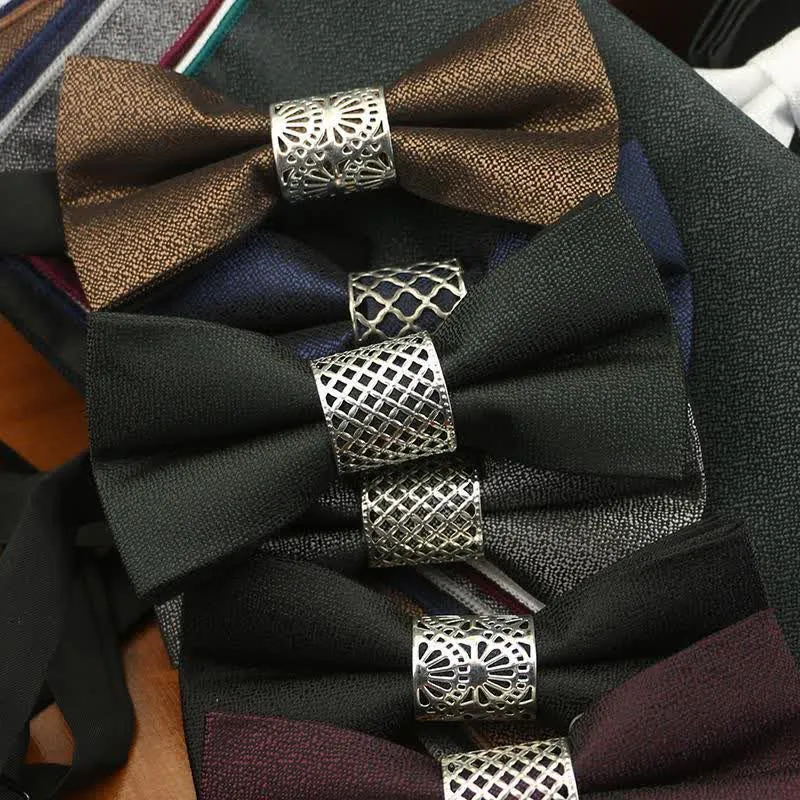 Men's Classic Silver Metal Core Wedding Bow Tie sold by FloralTrip product image thumbnail 2