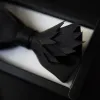 Men's All Black Layered Wings Shape Bow Tie sold by FloralTrip