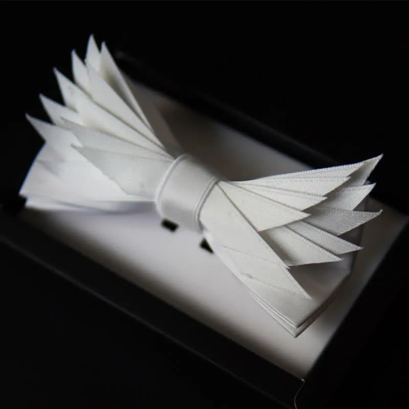 Men's Clean Pure Wihte Wings Shape Bow Tie sold by FloralTrip
