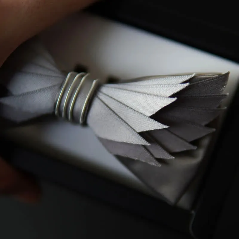 Men's Lifelike Silver & Gray Wings Shape Bow Tie sold by FloralTrip product image thumbnail 4