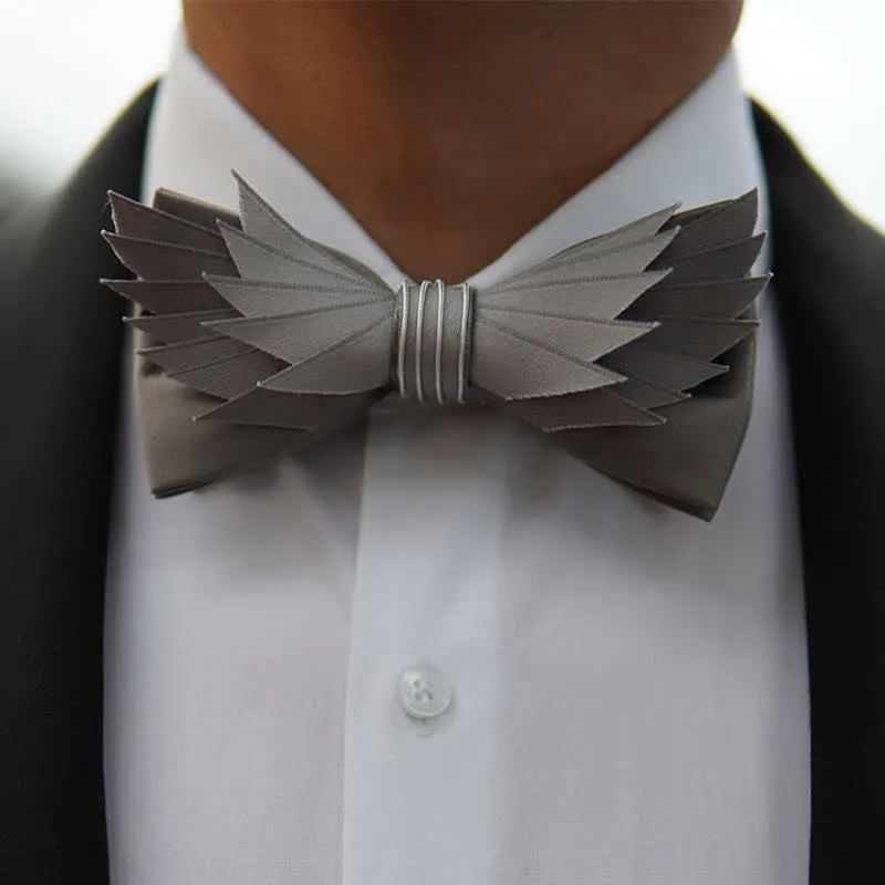 Men's Lifelike Silver & Gray Wings Shape Bow Tie sold by FloralTrip product image thumbnail 2