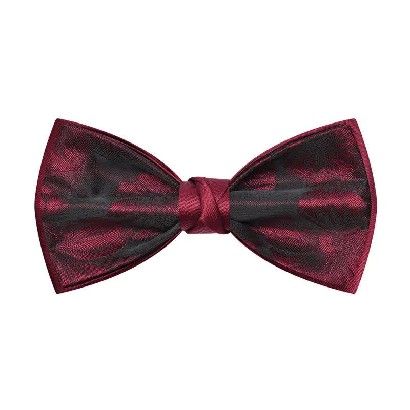 Men's Burgundy Floral Pattern Wedding Bow Tie sold by FloralTrip product image thumbnail 2