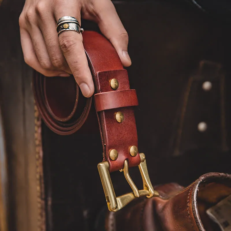 Men's Luxury Style Brass Buckle Leather Belt sold by FloralTrip product image thumbnail 2