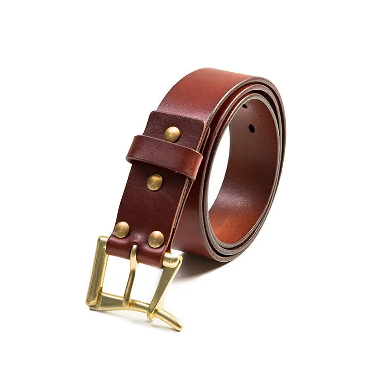 Men's Luxury Style Brass Buckle Leather Belt sold by FloralTrip product image thumbnail 3