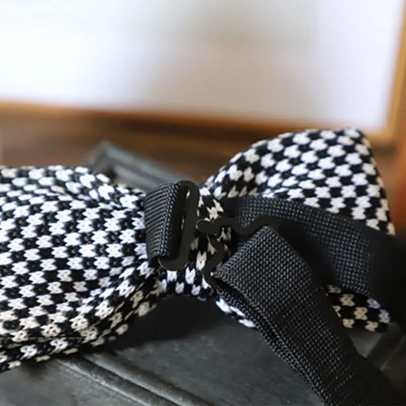 Men's Black & White Checkerboard Stripes Bow Tie sold by FloralTrip product image thumbnail 5