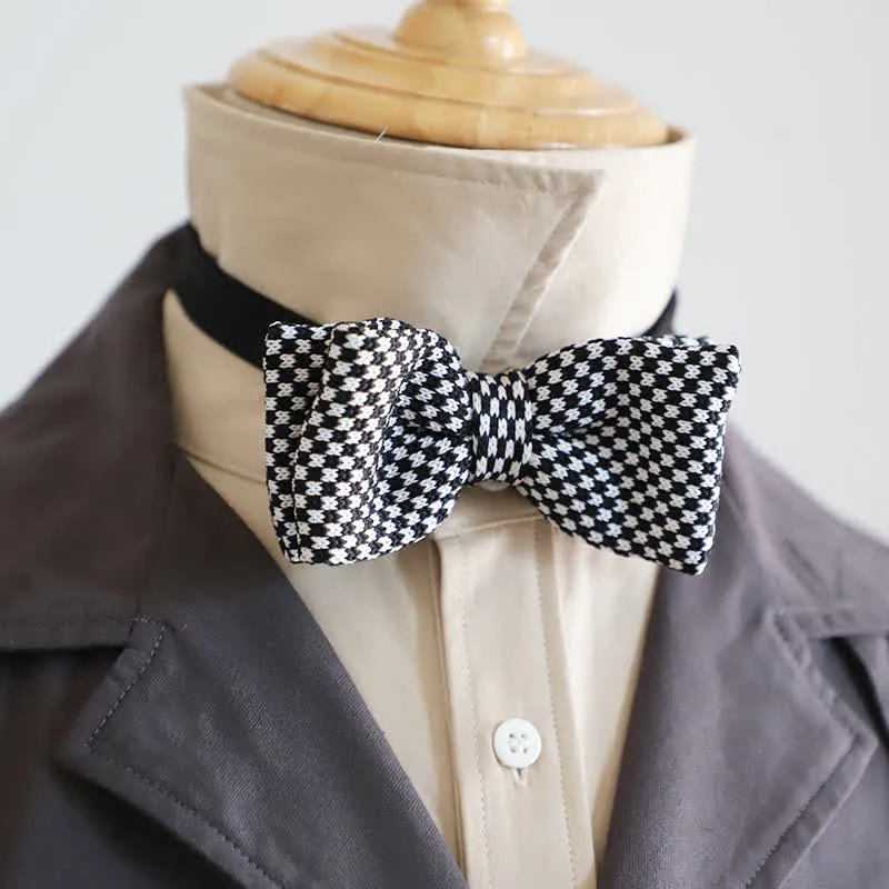 Men's Black & White Checkerboard Stripes Bow Tie sold by FloralTrip product image thumbnail 2