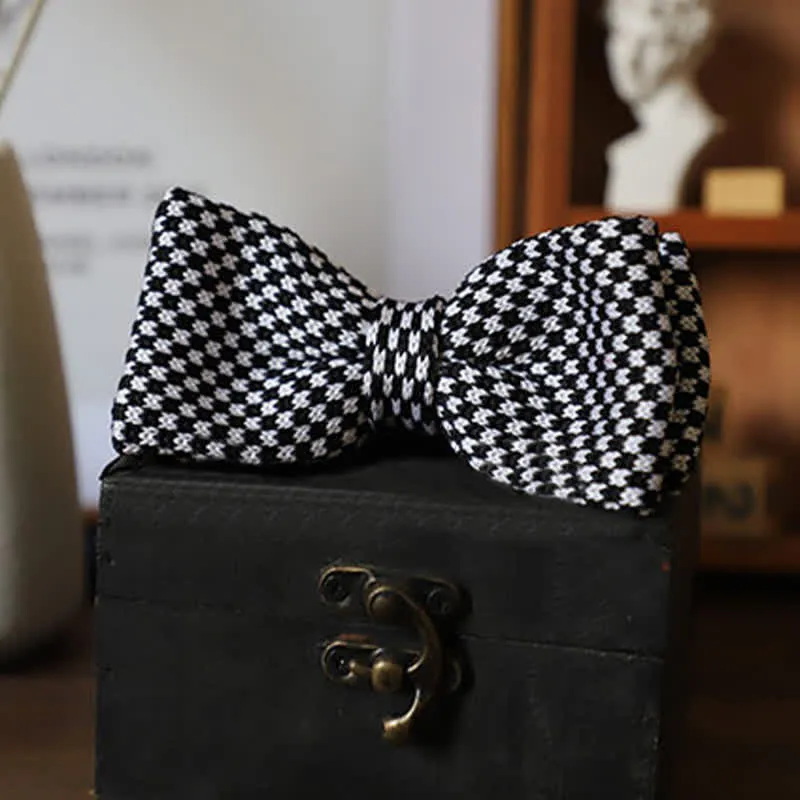 Men's Black & White Checkerboard Stripes Bow Tie sold by FloralTrip product image thumbnail 3