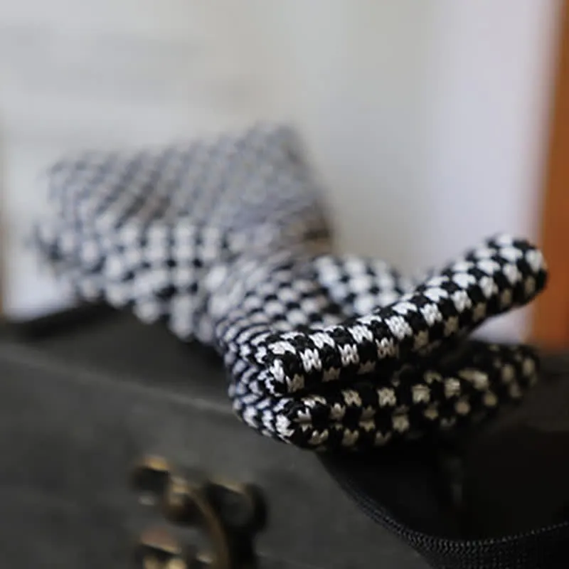 Men's Black & White Checkerboard Stripes Bow Tie sold by FloralTrip product image thumbnail 4