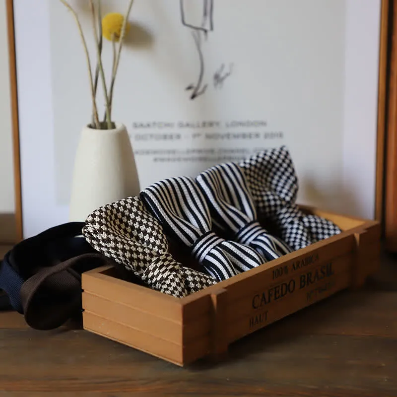 Men's Black & White Checkerboard Stripes Bow Tie sold by FloralTrip