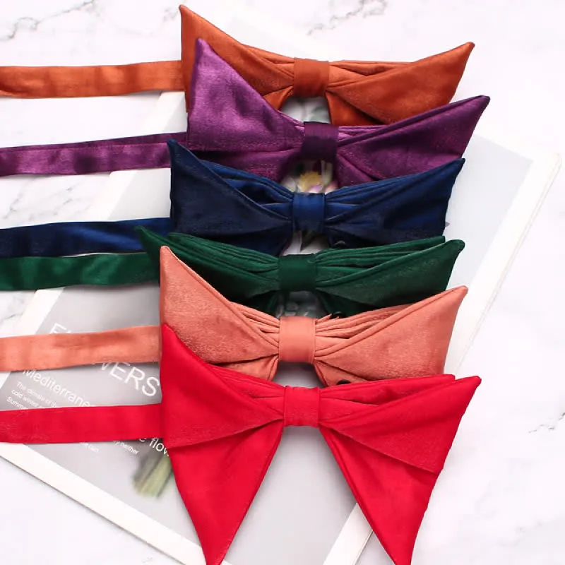 Men's Glossing Folded Design Oversized Pointed Bow Tie sold by FloralTrip