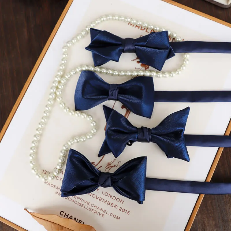 Men's Navy Blue Plain Color Bow Tie sold by FloralTrip