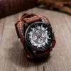 Men's Vintage Charm Bracelet Cuff Leather Watch sold by FloralTrip