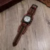 Men's Vintage Charm Bracelet Cuff Leather Watch sold by FloralTrip