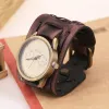 Men's Retro Cool Punk Weave Cuff Leather Watch sold by FloralTrip