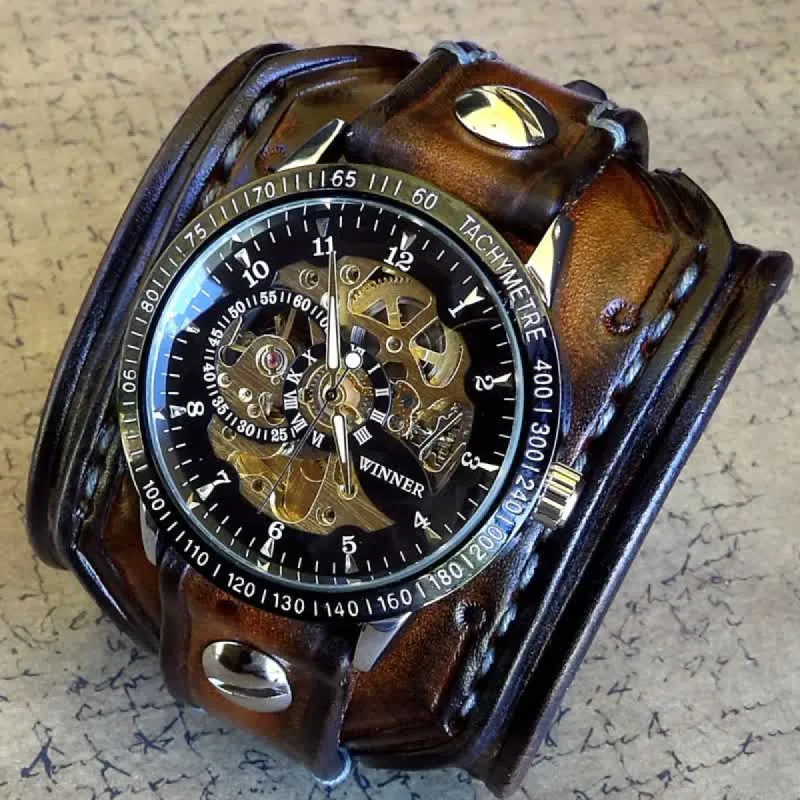 Men's Punk Steampunk Style Cuff Watch sold by FloralTrip