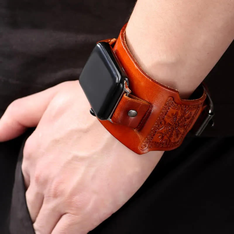 Relief Viking Compass Totem Leather Watch Band sold by FloralTrip product image thumbnail 2