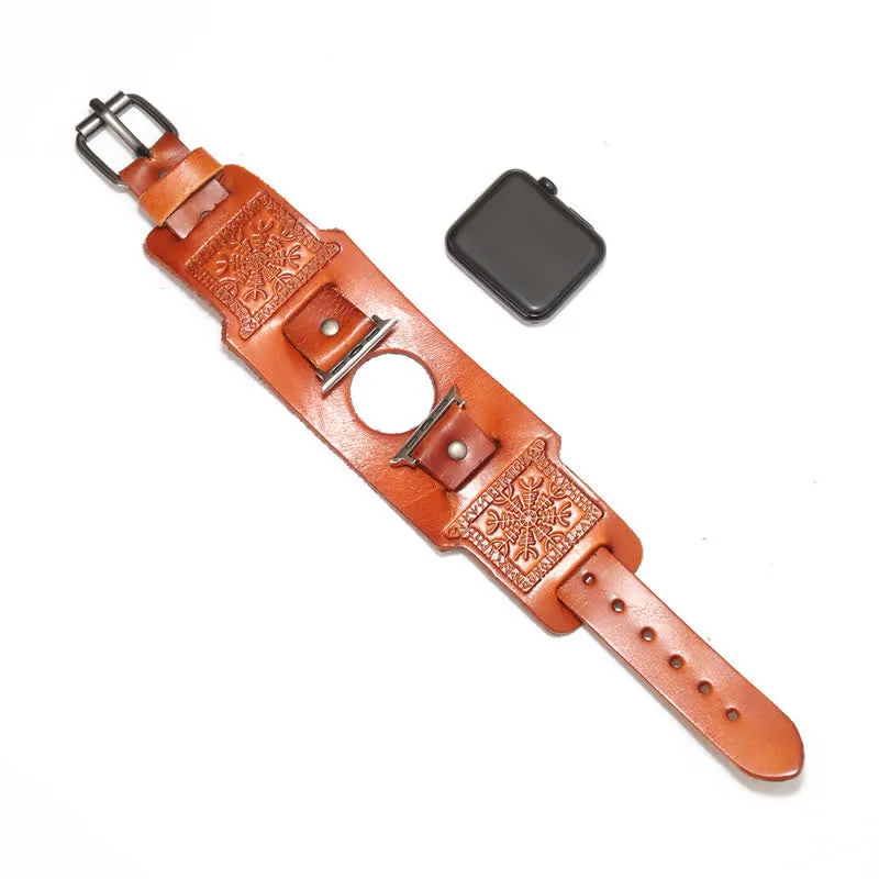 Relief Viking Compass Totem Leather Watch Band sold by FloralTrip product image thumbnail 3