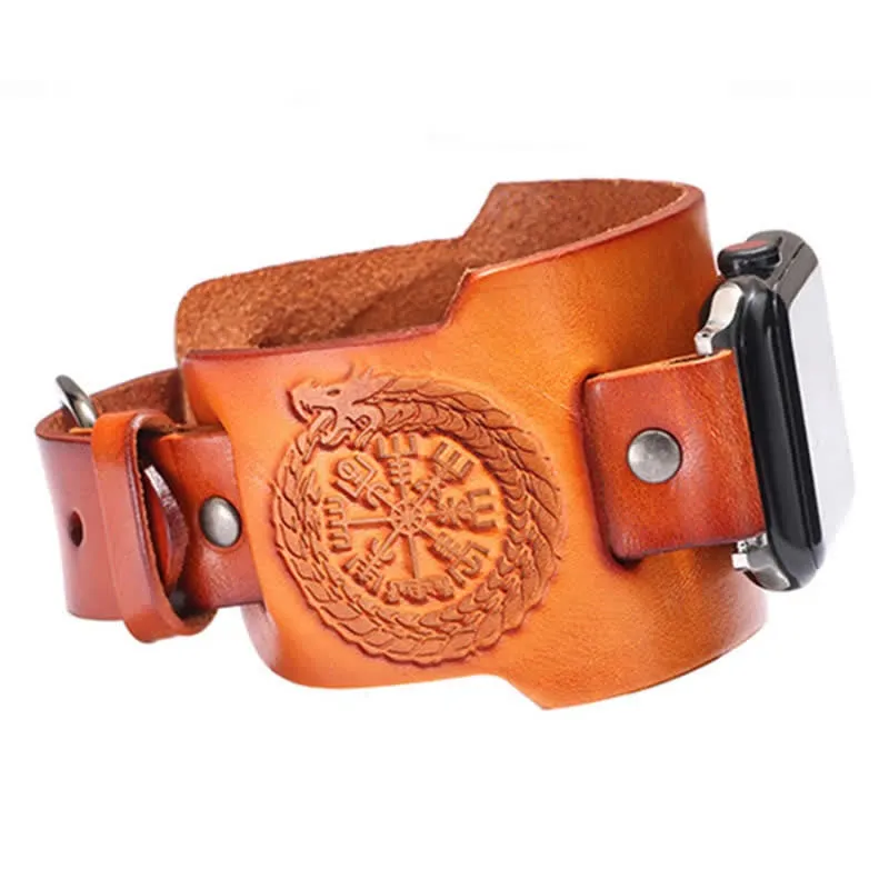 Viking Compass Dragon Totem Leather Watch Band sold by FloralTrip product image thumbnail 4