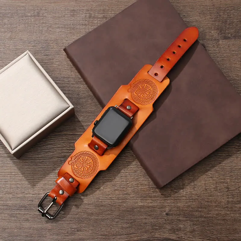 Viking Compass Dragon Totem Leather Watch Band sold by FloralTrip product image thumbnail 5