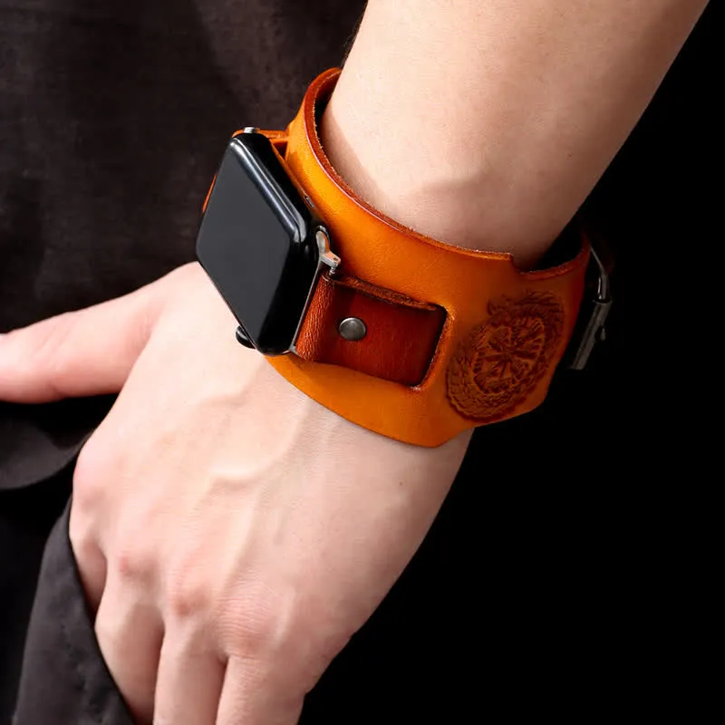 Viking Compass Dragon Totem Leather Watch Band sold by FloralTrip product image thumbnail 2
