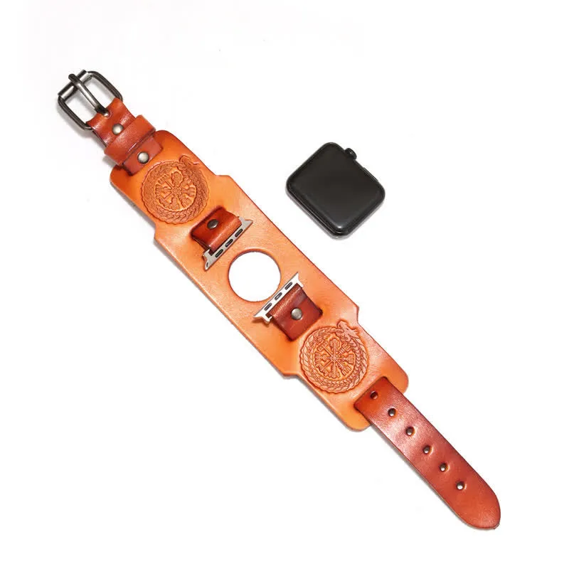 Viking Compass Dragon Totem Leather Watch Band sold by FloralTrip product image thumbnail 3