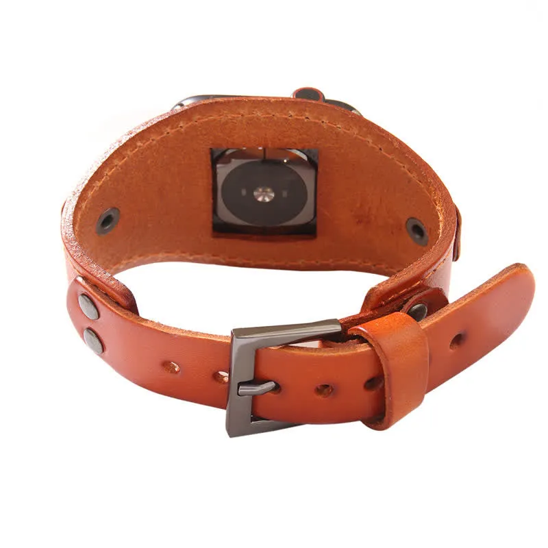 Punk Genuine Leather Bracelet Smart Watch Band sold by FloralTrip product image thumbnail 5