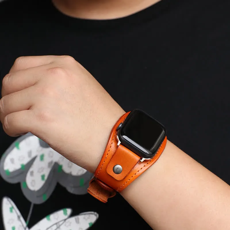 Punk Genuine Leather Bracelet Smart Watch Band sold by FloralTrip product image thumbnail 2