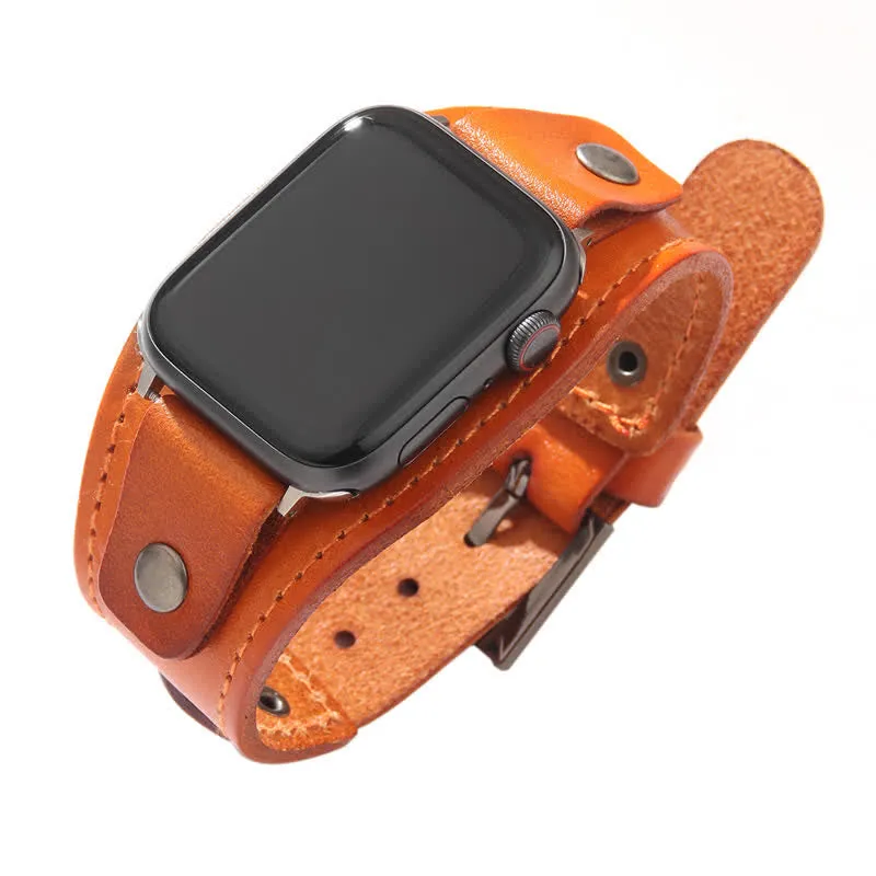 Punk Genuine Leather Bracelet Smart Watch Band sold by FloralTrip product image thumbnail 3