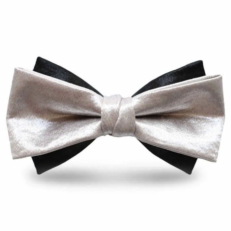 Men's Gainsboro Black Double Layered Bow Tie sold by FloralTrip product image thumbnail 3