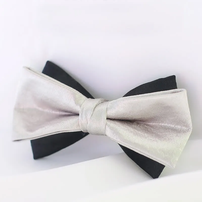 Men's Gainsboro Black Double Layered Bow Tie sold by FloralTrip product image thumbnail 4
