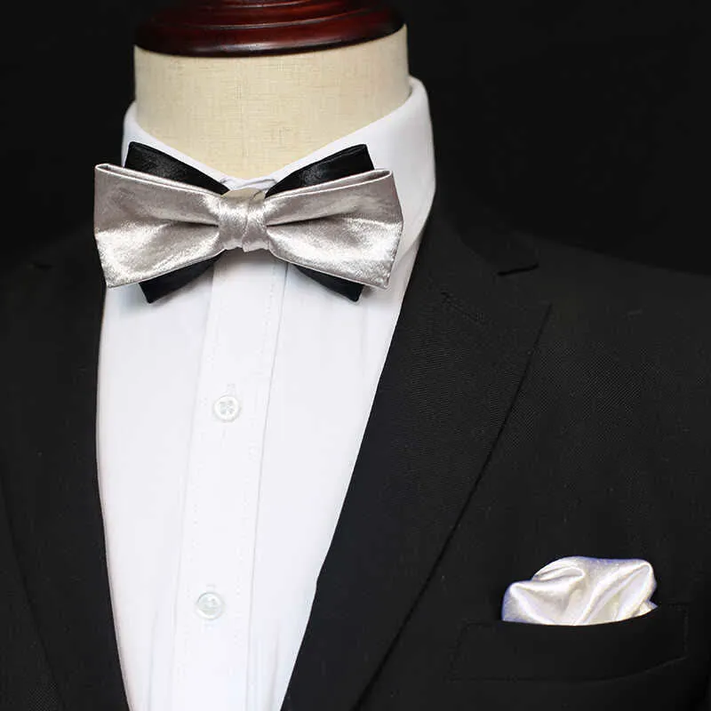 Men's Gainsboro Black Double Layered Bow Tie sold by FloralTrip