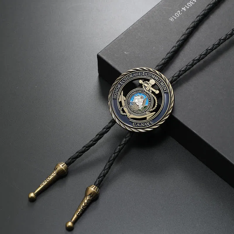 American Navy Anchor Round Coin Bolo Tie sold by FloralTrip