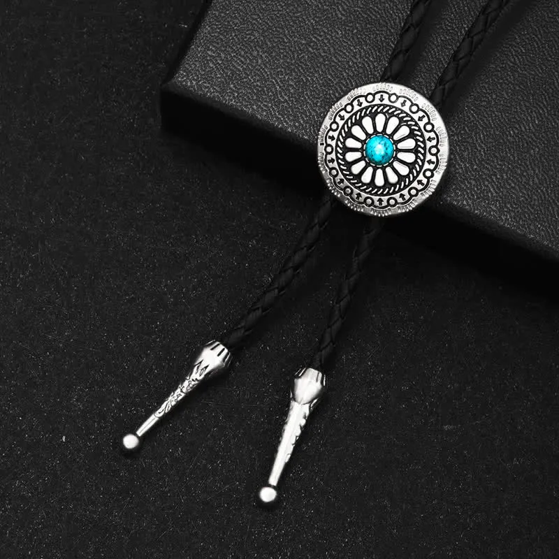 Round Turquoise Stone Centerpiece Bolo Tie sold by FloralTrip product image thumbnail 4