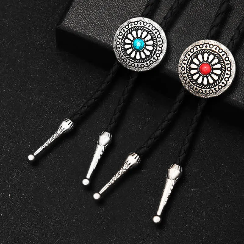 Round Turquoise Stone Centerpiece Bolo Tie sold by FloralTrip
