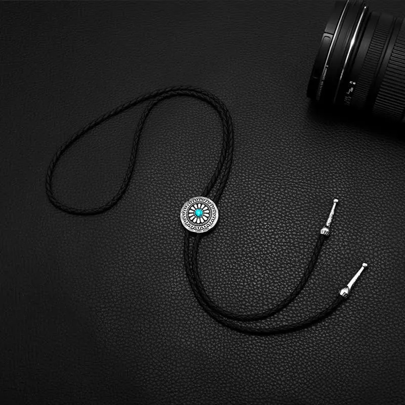 Round Turquoise Stone Centerpiece Bolo Tie sold by FloralTrip product image thumbnail 2