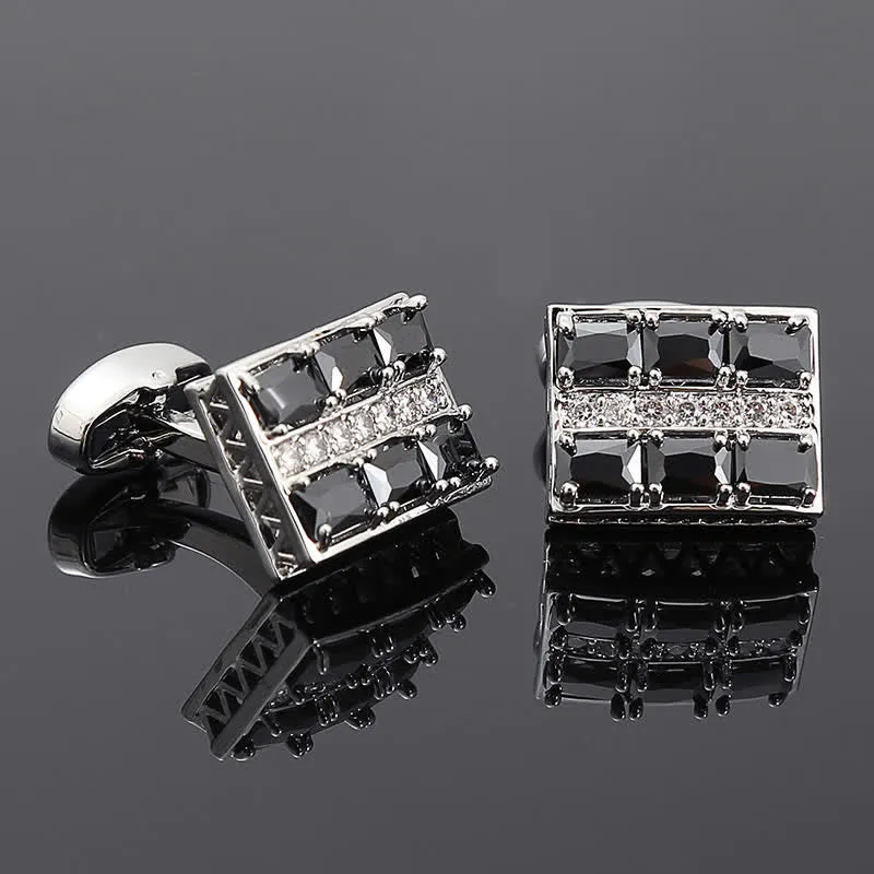 Men's Gold Plated Luxury Shiny Zircon Cufflinks sold by FloralTrip product image thumbnail 3