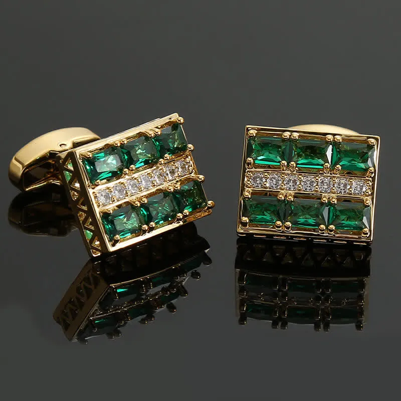 Men's Gold Plated Luxury Shiny Zircon Cufflinks sold by FloralTrip
