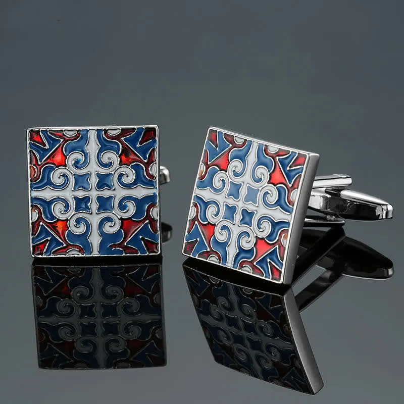Men's Blue Series Enamel Square Cufflinks sold by FloralTrip product image thumbnail 3