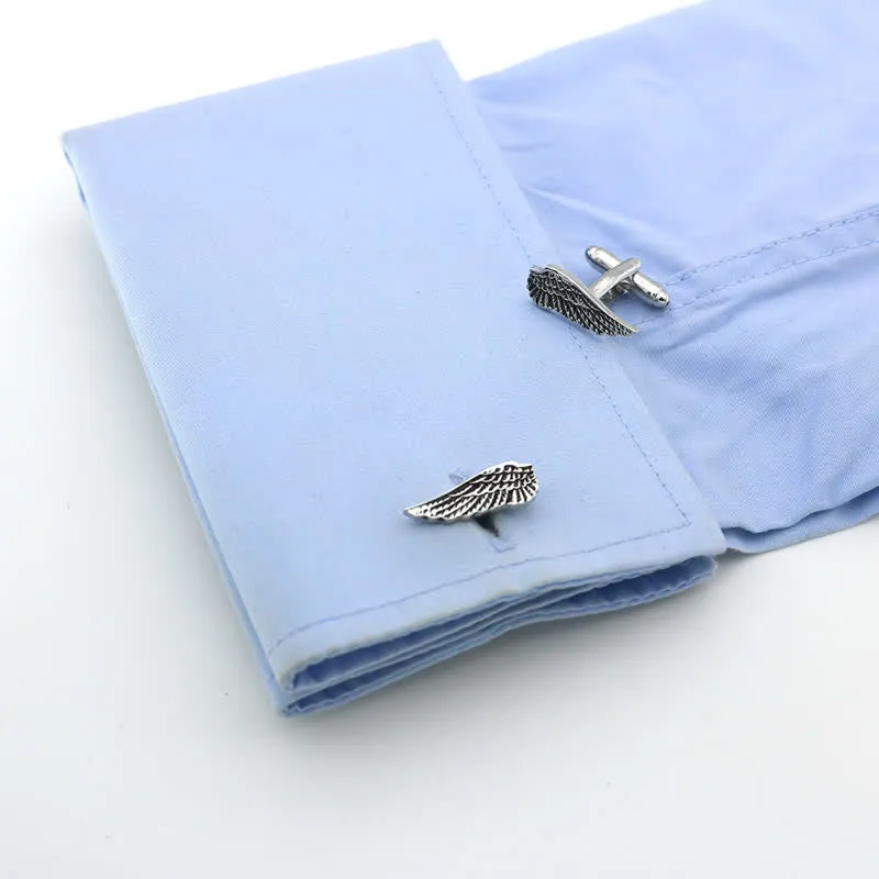 Men's Black & Silver Angel Wings Cufflinks sold by FloralTrip product image thumbnail 3