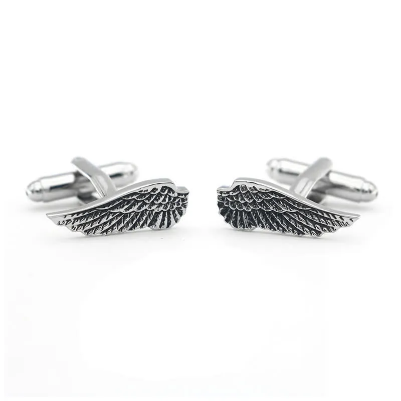 Men's Black & Silver Angel Wings Cufflinks sold by FloralTrip