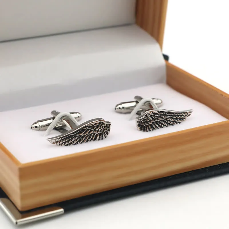 Men's Black & Silver Angel Wings Cufflinks sold by FloralTrip product image thumbnail 2
