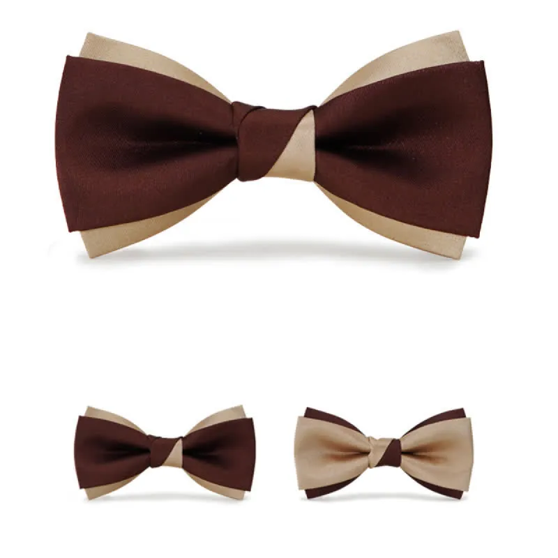 Men's Luxury Brown & Champagne Double Layered Bow Tie sold by FloralTrip