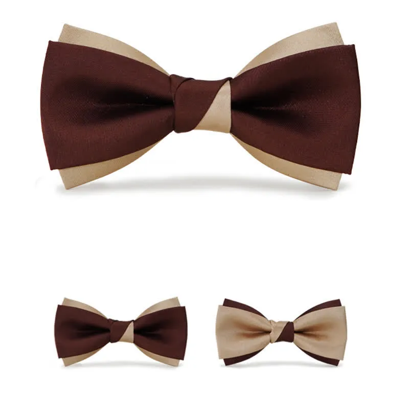 Men's Luxury Brown & Champagne Double Layered Bow Tie sold by FloralTrip