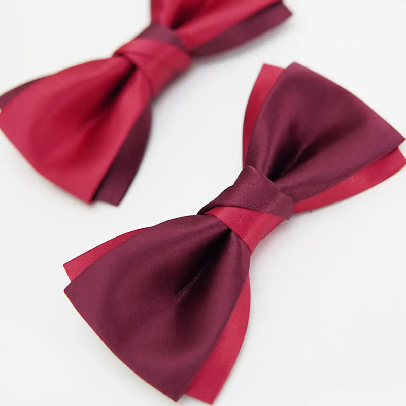 Men's Red Double Layered Formal Tuxedo Bow Tie sold by FloralTrip product image thumbnail 4