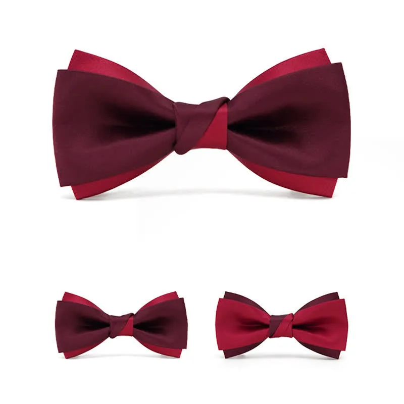 Men's Red Double Layered Formal Tuxedo Bow Tie sold by FloralTrip