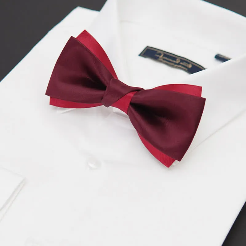 Men's Red Double Layered Formal Tuxedo Bow Tie sold by FloralTrip product image thumbnail 2